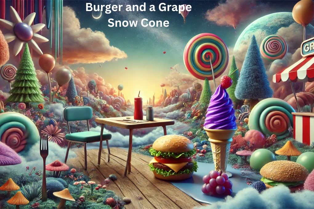 what is a burger and grape snow cone