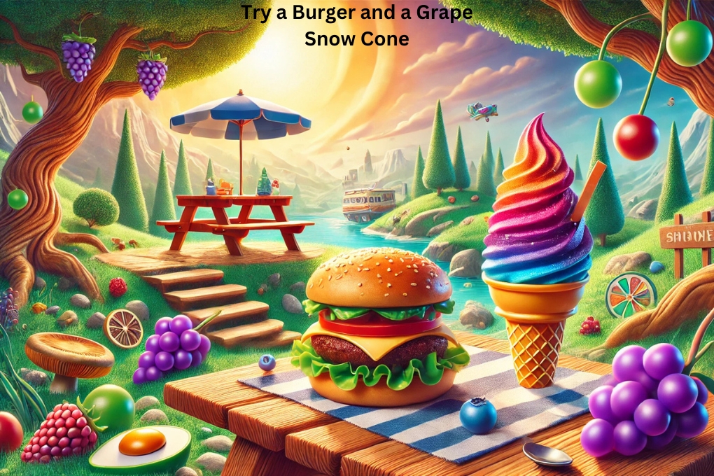 what is burger and a grape snow cone mean